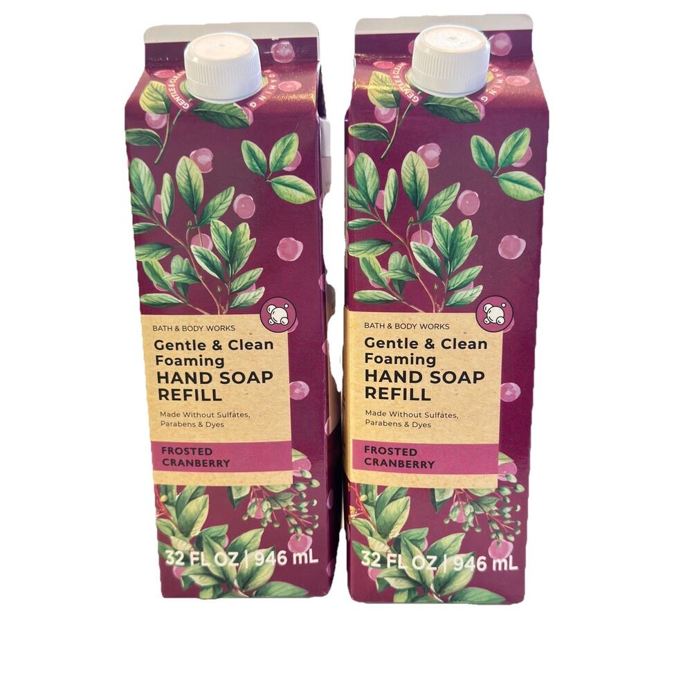 2 X BATH & BODY WORKS FROSTED CRANBERRY GENTLE FOAMING HAND SOAP REFILL 32oz